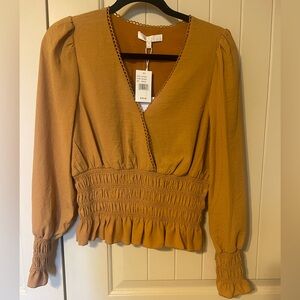 WAYF smocked waist saffron top. New with tags. Size medium